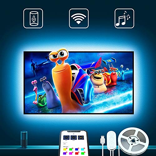 TV hintergrundbeleuchtung, Govee 3m RGB Strip Beleuchtung mit APP für 46-55 Zoll TV, 16 Million DIY Farben LED fernseher beleuchtung Kompatibel mit Alexa, Google Assistent, USB und Netzteil Inklusive