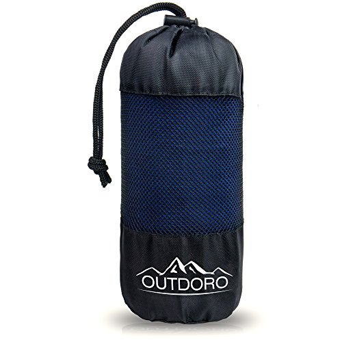 Outdoro Hüttenschlafsack, ultra-leichter Reise-Schlafsack - nur 350 g aus reiner Baumwolle mit Kissen-Fach - dünn, klein, kompakt - Inlett, Inlay, Outdoor Travel-Sheet für Erwachsene, Kinder, Sommer