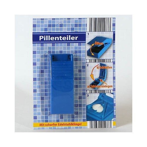Pillenteiler Tablettenteiler Pillenzerteiler 8,5x3x2 cm, blau oder weiß