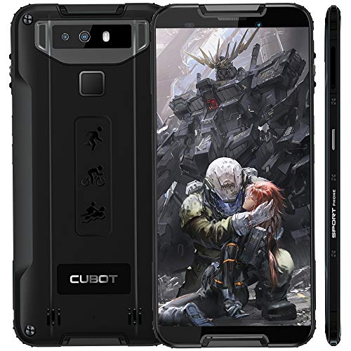 Cubot Quest (2019) Ultra Dünn Android 9.0 4G Dual SIM IP68 Wasserdicht Sport Outdoor Smartphone ohne Vertrag, 5.5' HD+ Display mit 4000 mAh Akku, 4GB Ram+64GB Rom, 12MP+2MP / 8MP, NFC Funktion Schwarz