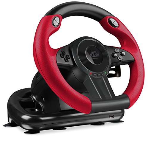 Speedlink Gaming Lenkrad für PS4, PS3, Xbox One, PC - Trailblazer Racing Wheel (Schaltknauf, Gas- und Bremse-Pedale - Vibration - Controller für Driving Games oder andere Simulator-Spiele) schwarz-rot