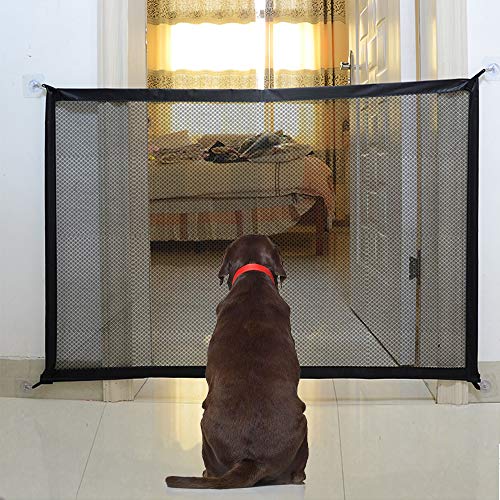 U-picks Hundebarrieren, Magic Gate Faltbar Hunde Türschutzgitter Tür- & Treppengitter für Babys, Hunde & Katzen, 110cm x 72cm