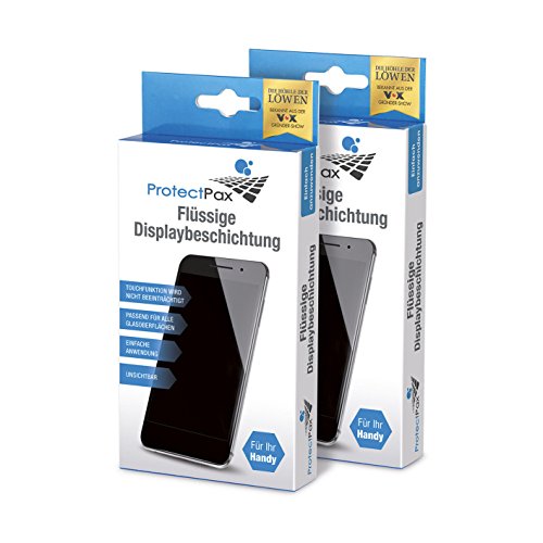ProtectPax - Flüssige Displaybeschichtung aus die Höhle der Löwen - für alle Smartphones, IPhone Samsung Nano Versiegelung – Unsichtbare Handy Folie, 2er Pack