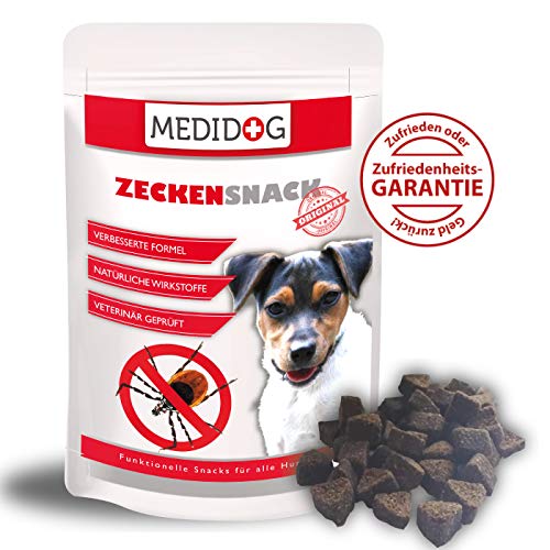 Medidog Original Zecken Snack 150g, Extra Kaltgepresster Zeckenschutz für Hunde, von Tierärzten empfohlen, zeckenfrei in 14 Tagen mit Anti Zecken Snack, Schwarzkümmelöl, Kokosöl, Zistrosenkraut
