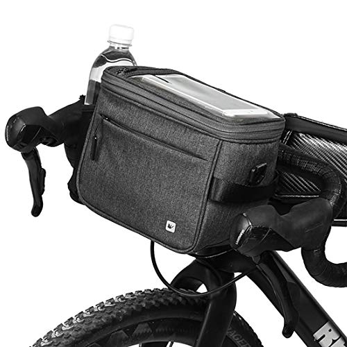Selighting Fahrrad Lenkertasche Wasserdicht Fahrradtasche mit Regen Abdeckung (Dunkel grau)