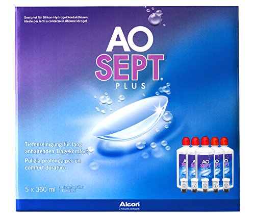 Aosept Plus Kontaklinsen-Pflegemittel, Sparpack, 5 x 360 ml