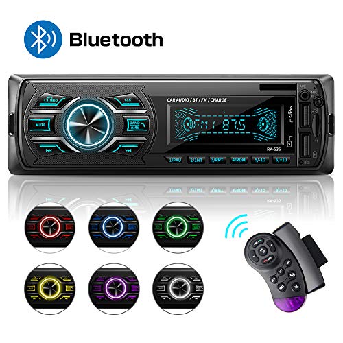 Autoradio mit Bluetooth Freisprecheinrichtung, MEKUULA 1DIN Autoradio MP3, Stereo Auto Radio, USB/TF/AUX/FM/Mikrofon/MP3-Player Receiver, SWC Fernbedienung, 7 Farben Einstellbar, LCD Bildschirm