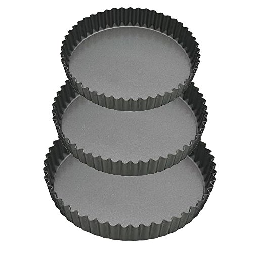 Cake - Tarteform - Quicheform mit Hebeboden - Kohlenstoffstahl - Antihaftbeschichtung - Set von 3 - Ø 20, 24 und 28 cm - Höhe 3 cm