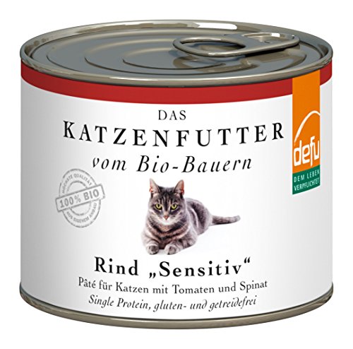 defu Bio Nassfutter Rind für Katzen Gluten und Getreidfrei 200 g, 12er Pack (12 x 200 g)