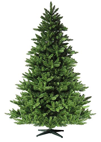 RS Trade HXT 19001 künstlicher Weihnachtsbaum 210 cm (Ø ca. 146 cm) mit 1910 Spitzen und Schnellaufbau Klapp-Schirmsystem, schwer entflammbar, unechter Tannenbaum inkl. Metall Christbaum Ständer