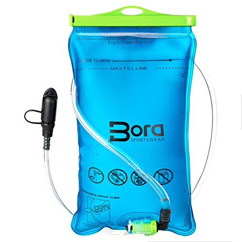Premium Trinkblase 2L mit Beissventil - BPA-frei, antibakteriell und auslaufsicher für jeden Trinkrucksack geeignet von Bora Sportswear - hochwertiges Trinksystem 2 Liter für Sport & Freizeit