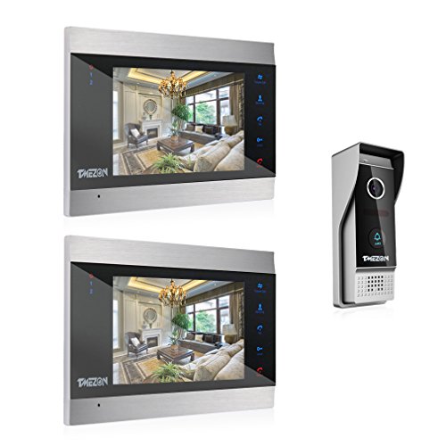 TMEZON 7 Zoll Farb-LCD-Touch-Taste Video Türsprechanlage Türklingel Gegensprechanlage Kit 2-Monitor 1-Kamera Nachtsicht, Unterstützung Aufnahme / Schnappschuss