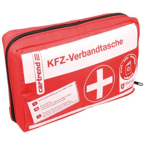 Cartrend 7730042 Verbandtasche rot, DIN 13164, mit Malteser Erste-Hilfe-Sofortmaßnahmen