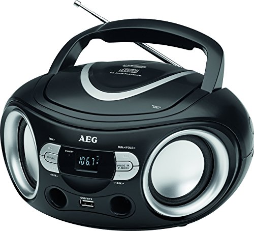 AEG SR 4374 Stereoradio mit CD inklusiv USB-Port, AUX-IN, LCD-Display schwarz