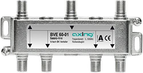 Axing BVE 60-01 6-Fach BK-Verteiler (5-1000 MHz) für Kabelfernsehen und DVB-T2 HD, F-Anschlüsse