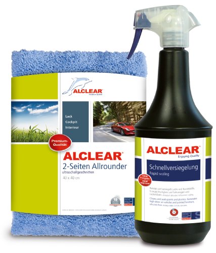 ALCLEAR 71100SV Schnellversiegelung 1 Liter inklusive ALCLEAR Poliertuch 2-Seiten Allrounder 40 x 40 cm für Auto, Motorrad, Fahrrad