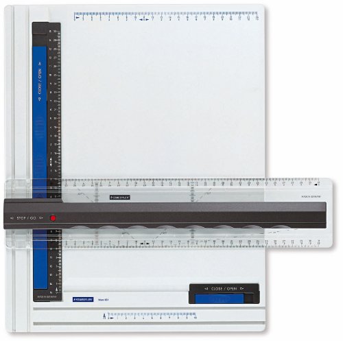 Staedtler Zeichenplatte Mars, 661 A4, DIN A4, hohe Qualität, aus schlag- und bruchfestem Kunststoff, Parallel-Zeichenschiene, Doppelnutführung, weiß