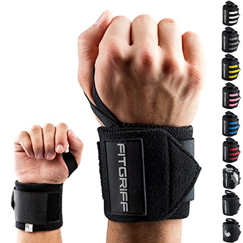 Handgelenk Bandagen [Wrist Wraps] von FITGRIFF - 45 cm Handgelenkbandage für Fitness, Bodybuilding, Kraftsport & Crossfit - für Frauen und Männer - 2 Jahre Gewährleistung