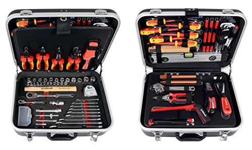 Projahn Elektro Werkzeugkoffer, 128-teilig bestückt, hochwertige und kompakte Werkzeugbox für den Heimwerker und Profi, mit 2 Schlössern, Art.-Nr. 8683
