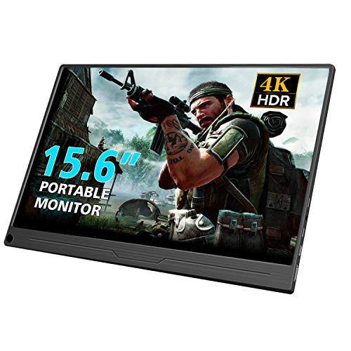 Gaming Monitor, 39,6 cm (15.6') Tragbarer Display IPS 4K HDR mit Eingänge OTG HDMI Typ-C Mini DP Schnittstelle Zwei Lautsprecher für Laptop Switch Mac Windows PS3 PS4 Xbox Game Console Raspberry Pi