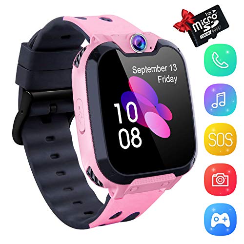 Kinder Smartwatch - Touchscreen Mobile Smartwatches für Mädchen Jungen, Smart Watch Phone mit Musik-Player,SIM-Karte Smartwatch mit Kamera, Spiel für Kinder Geschenk(1GB SD Card Included)