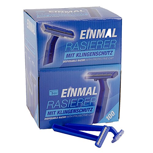 Teqler Einmalrasierer T-370650, rasiert jede Haarlänge sanft, sicher und hautschonend, blau (100-er Pack)