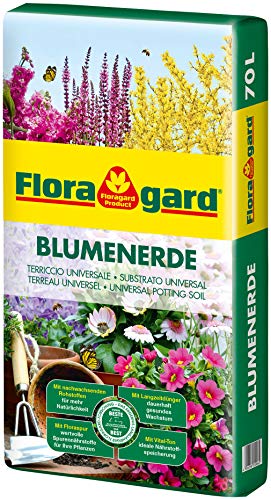 Floragard Blumenerde 70 Liter - verbesserte Rezeptur - Universalerde für Zimmer-, Balkon- und Kübelpflanzen - mit Ton und Langzeitdünger