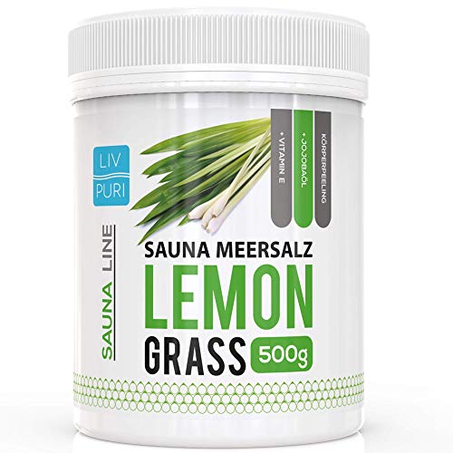 Sauna Meersalz Peeling Salz Saunasalz | Lemongrass 500g | mit Jojobaöl | Kosmetik für die Haut | Ideale Wellness