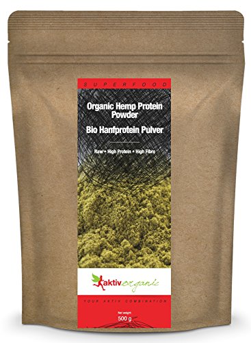 Aktiv Organic BIO Hanfprotein Pulver, 1er Pack (1 x 500g) - BIO - 49% Proteinanteil - Veganes Proteinpulver