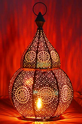 Orientalische Laterne aus Metall Anaram Schwarz 32cm | orientalisches Marokkanisches Windlicht Gartenwindlicht | Marokkanische Metalllaterne für draußen als Gartenlaterne, oder Innen als Tischlaterne