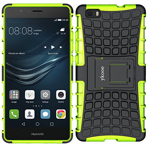 ykooe Huawei P8 Lite hülle, (Rüstungs Series) Huawei P8 Lite Hülle Dual Layer Hybrid Handyhülle Stoßfest Handys Schutz Case mit Ständer Schutzhülle für Huawei P8 Lite Grün (5,0 Zoll)