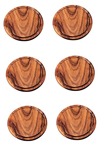 6 Stück Neustanlo Grillteller/Brotzeitbrettchen Ø 25 cm aus Akazien Holz