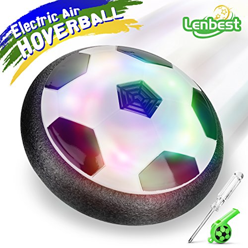Lenbest Air Power Fußbal Hover Ball, für Kinder Haustiere, Training, Drinnen und Draußen, mit Weichen Schaumstoff-Stoßstangen und bunten LED-Lichtern, Schwarz / Weiß