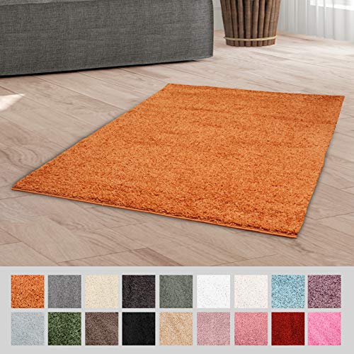 Taracarpet Hochflor Langflor Shaggy Teppich geeignet für Wohnzimmer Kinderzimmer und Schlafzimmer flauschig und pflegeleicht orange 120x170 cm