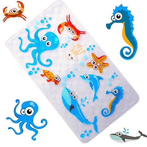 WARRAH Mehrzweck-Badematte / PVC-Material für Baby-Wanne-Matte Nicht Beleg-Matten für Kinder u. Dusche Badezimmer-Sicherheit Muster vom Ozean Octopus Fish