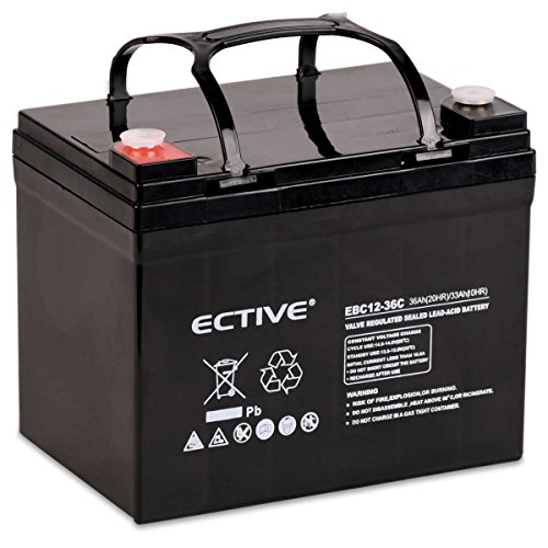 ECTIVE Bleiakku 12V 36Ah Zyklenfeste AGM Batterie Blei Akku EBC-Serie 13 Varianten: 25Ah - 280Ah (wartungsfrei)