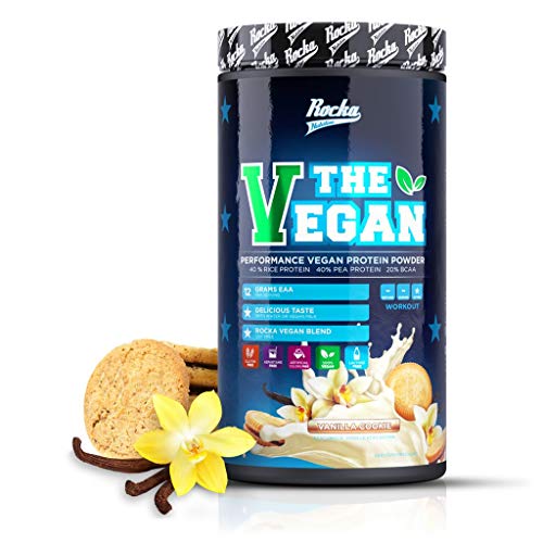 Rocka Nutrition Vegan Protein THE VEGAN | Erbsenprotein + Reisprotein 1kg (Vanila Cookie)