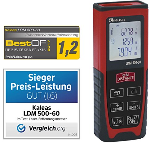 Kaleas Profi-Laser-Entfernungsmesser LDM 500-60 für Entfernung bis 60m [Genauigkeit ±1.5mm] (34056)