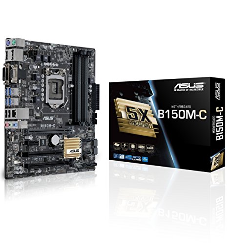 Asus B150M-C Mainboard Sockel 1151 (µATX, Intel B150, 4x DDR4 Speicher, 6x SATA 6Gb/s, 4x USB 3.0, 2x USB 2.0, PCIe 3.0)