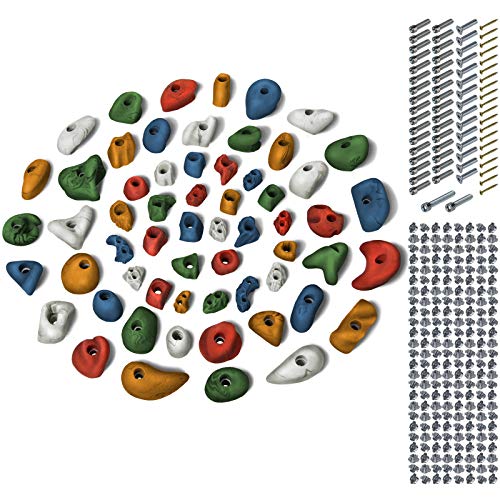ALPIDEX 60 Klettergriffe mit Befestigungsset, Farbe:Mixed Coloured