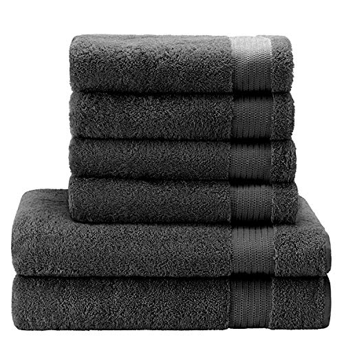 Twinzen Chemikalien-Frei Handtuch Set (6-Teilig) mit 4 Handtücher und 2 Badetüchern, 100% Baumwolle - Oeko TEX Std 100 Zertifizierung - Weich und Saugstark - Waschmaschinenfest - Schwimmbad