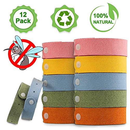 Nasharia Mückenschutz Armband - Sicheres und Wasserdichtes, 12 Stück Reusable Repellent Wristband für Indoor, Outdoor, Kinder, Erwachsene.