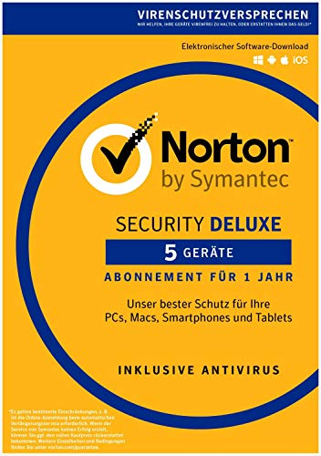 Norton Security Deluxe 2018 | 5 Geräte | 1 Jahr | PC/Mac/iOS/Android | Download