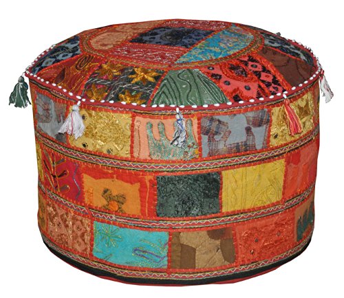 Traditionelle Dekorative osmanischen Komfortable Bodenkissen Hocker mit Verzierung mit Stickerei & Patchwork, 58 x 33 cm