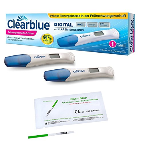 Vorteilspack - 50 Ovulationstests mit optimaler Sensitivität 20 miu/ml + 2 Stück Clearblue Digital Schwangerschafts-Frühtest mit klarem Ergebnis