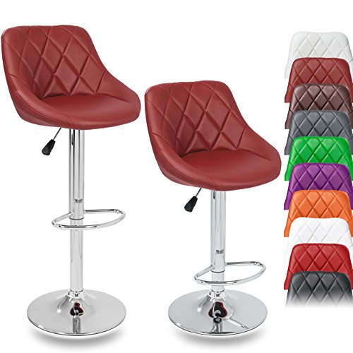 2er Set Barhocker Barstuhl 10 Farben wählbar, 360° frei drehbar, Sitzhöhenverstellung 60-80cm (weinrot)