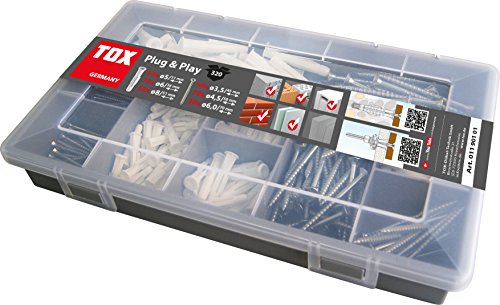 TOX Sortimentskoffer Plug und Play, Inhalt 320 Teile mit Trika 5/31, 6/36, 8/51 Dübeln - Schrauben, 01190101