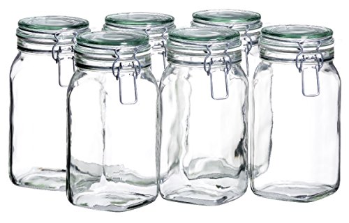 Mäser, Serie Gothika, Einmachglas 1.45 Liter, Vorratsgläser mit Bügelverschluss, im 6er-Set