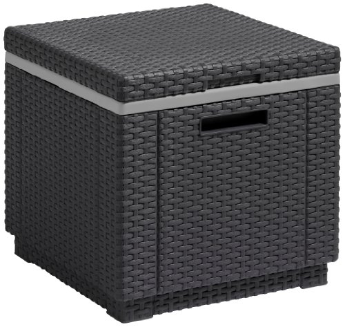 Allibert 17194600 Rattanoptik Kühlbox/Beistelltisch Ice Cube, grau (graphit), 40 L