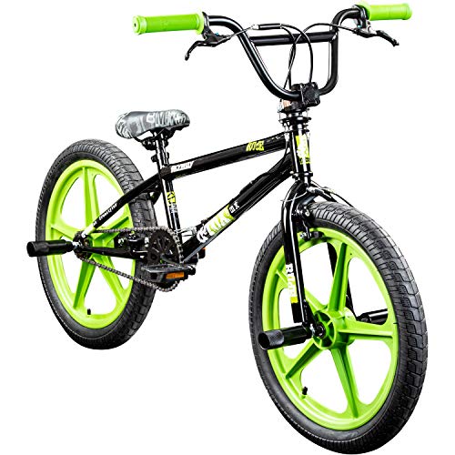 deTOX BMX 20 Zoll Rude Skyway Freestyle Bike Street Park Fahrrad viele Farben (schwarz/grün)